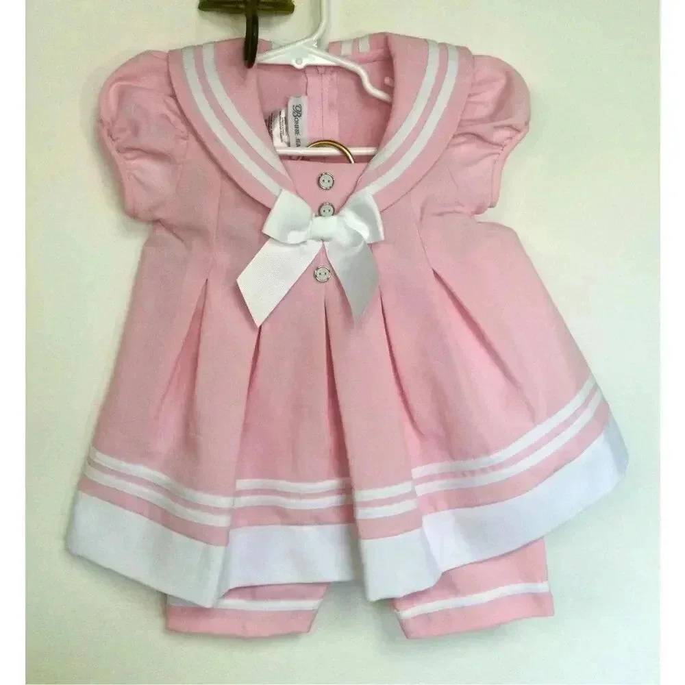 Bonnie Jean Infant Girls Size 24 Months 2 Piece Pants Outfit Pink White